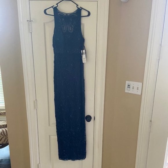Sue Wong Beaded Gown, Blue Size 8 - Picture 1 of 6